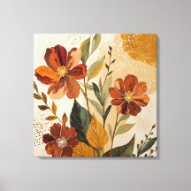 Art mural abstrait botanique boho moderne