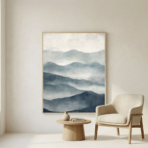 Art mural abstrait de terrain Indigo doux