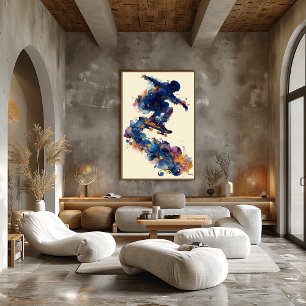 Art mural abstrait d'encre fluide Skater – Mouveme