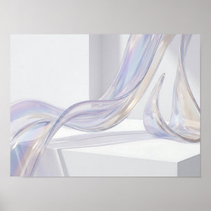 Art mural abstrait en verre iridescent