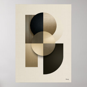 Art mural abstrait géométrique Japandi de luxe en
