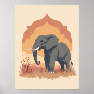 Art mural Abstrait minimaliste Boho Wise Elephant