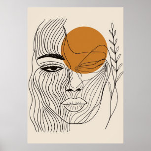 Art mural bohème à ligne minimaliste, Art de visag