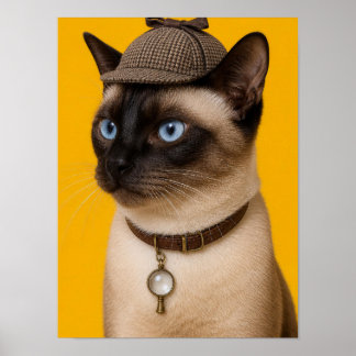 Art mural de chat siamois — Portrait de détective
