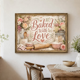 Art mural de cuisine de ferme florale 'Cuisiné ave