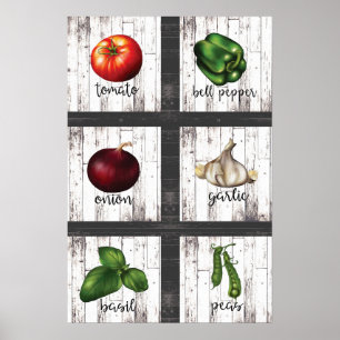 Art mural de cuisine moderne rustique légumes et h