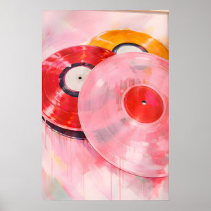 Art mural de disque vinyle rose, chambre girly Y2K