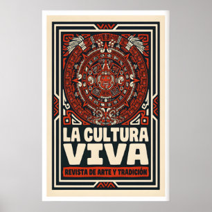 Art mural de la culture aztèque - Rouge et noir au