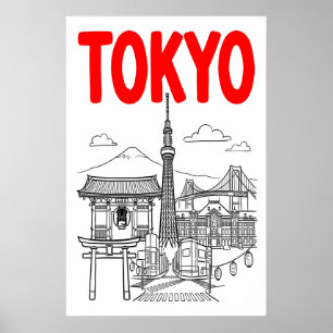 Art mural de la ville de Tokyo en lettres rouges g