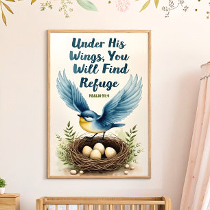 Art mural de nurserie chrétien boho Sous Ses Ailes