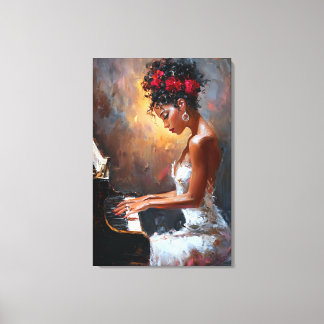 Art mural de pianiste femme noire | Afrocentrique