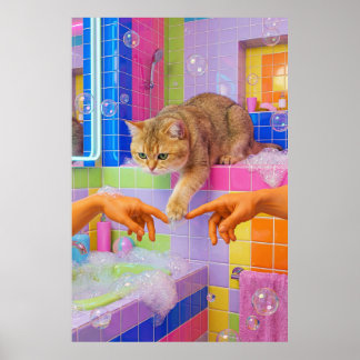 Art mural de salle de bain maximaliste, British sh