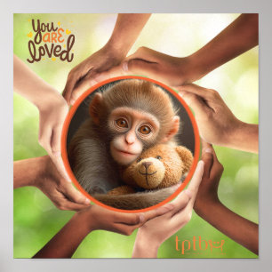 ART MURAL DE SINGE : VOUS ÊTES AIMÉ
