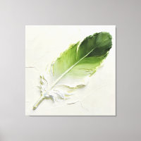Art mural de toile imprimée avec plume verte moder