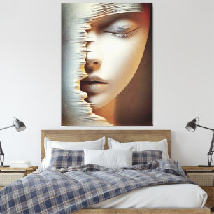 Art mural du visage féminin abstrait – Texturé mod