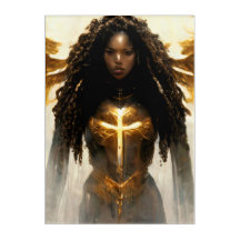 Angel noir avec armure de guerrier et croix