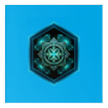 Nœud celtique bleu dans un cadre bleu à six côtés
