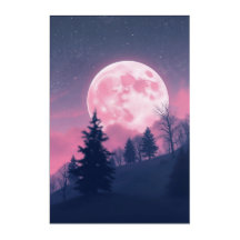 Paysage lune rose