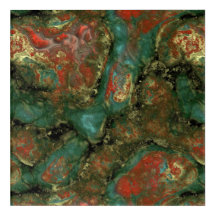 Pierre rouge, noire et turquoise Abstraite