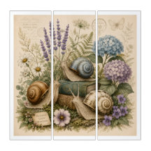 Art mural en acrylique sur les escargots botanique