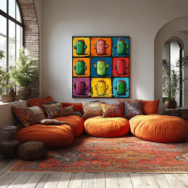 Art mural en grille de cactus Pop Art personnalisa