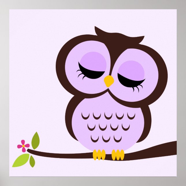 Art mural enfant de hibou dessiné (Devant)