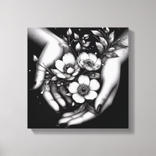 Art mural esthétique minimaliste floral féminin