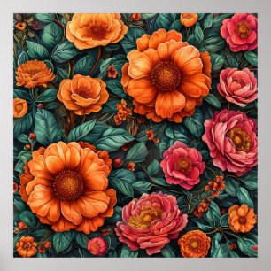 🌺 Art mural floral vibrant pour décoration modern