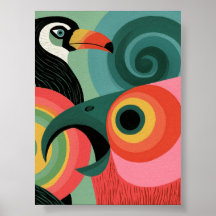 Art mural géométrique abstrait toucan du milieu du