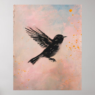 Art mural imprimable d'oiseau à l'aquarelle