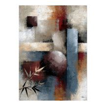 Art mural japonais abstrait moderne en bambou Wabi