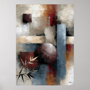 Art mural japonais abstrait moderne en bambou Wabi