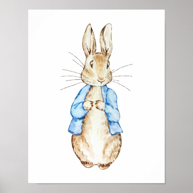 Art mural lapin bleu | Lapin aquarelle (Devant)