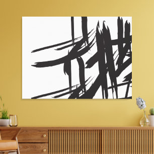 Art mural minimaliste moderne noir blanc abstrait