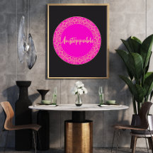Art mural motivant pour les femmes rose et noir