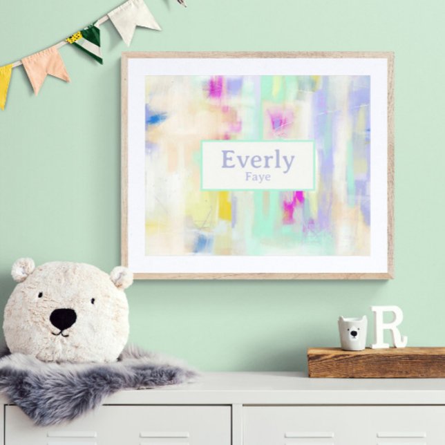 Art mural personnalisé pour chambre d'enfant avec  (Customize the name! Shown with white mat and wood frame. (not included with purchase). Thank you!)