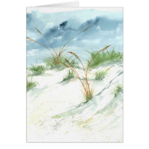 Art nautique d'aquarelle de paysage marin de plage