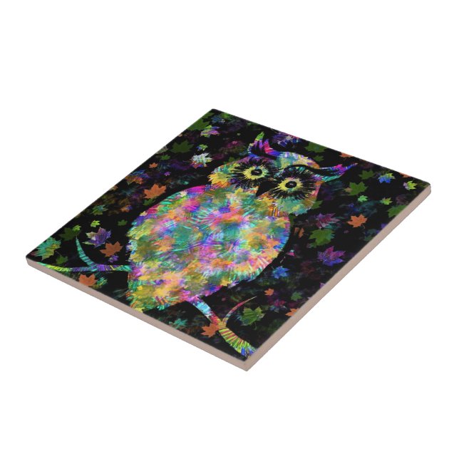Art Night Owl Ceramic Tile - Painting Fliese (Seite)
