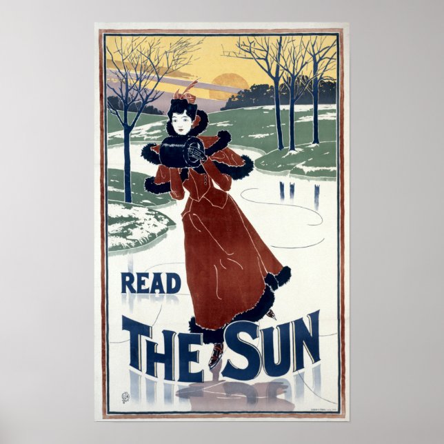 Art Nouveau 1895 The Sun und von Louis John Rhead Poster (Vorne)