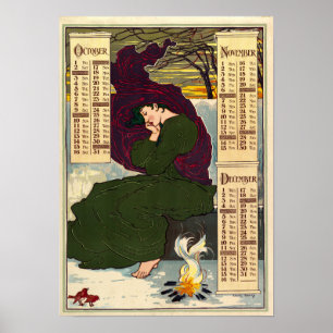 Art Nouveau 1896 Kalender von Louis Rhead Poster