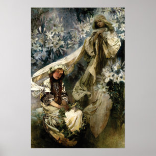 Art Nouveau 1905 Madonna von Lilies by Mucha Poster
