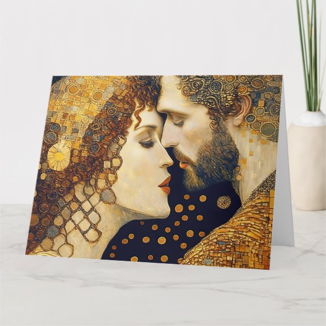 Art Nouveau A Couple In Love  Dankeskarte (Vorderseite)