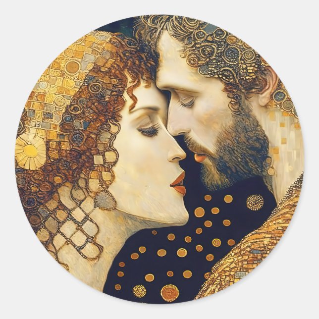 Art Nouveau A Couple In Love  Runder Aufkleber (Vorderseite)