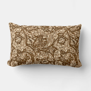 Art Nouveau Acanthus Blätter und Blume, braun Lendenkissen