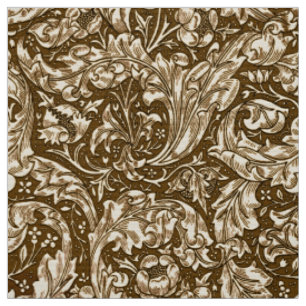 Art Nouveau Acanthus Blätter und Blume, braun  Stoff