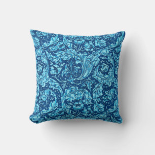 Art Nouveau Acanthus Blätter und Blume, Sky Blue Kissen