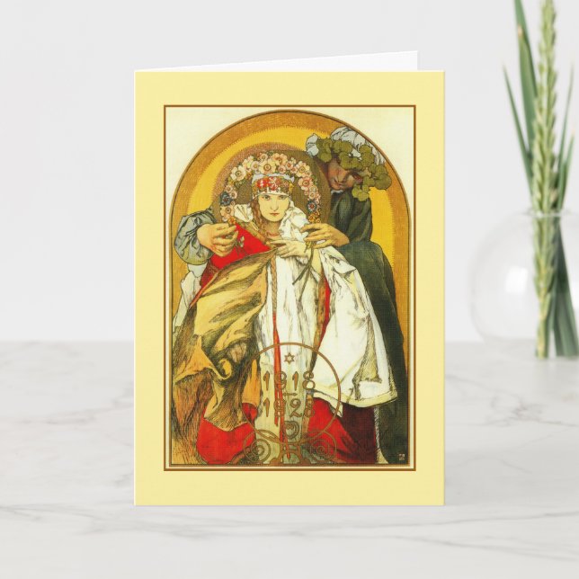 Art Nouveau Alfons Mucha Tschechische Republik Geb Karte (Vorderseite)