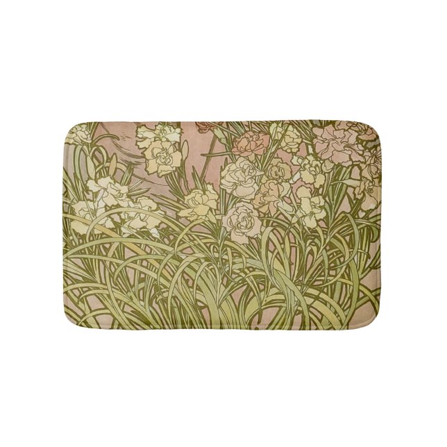 Art Nouveau Alfonse Mucha Blumenzucht Blume Badematte (Vorderseite)