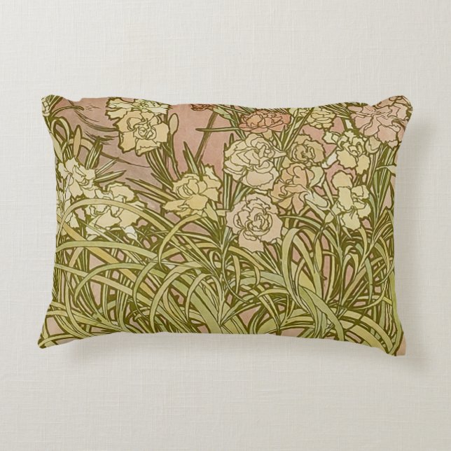Art Nouveau Alfonse Mucha Blumenzucht Blume Dekokissen (Rückseite)
