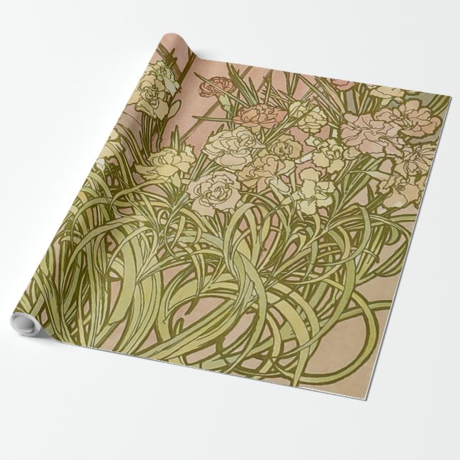 Art Nouveau Alfonse Mucha Blumenzucht Blume Geschenkpapier (Ungerollt)